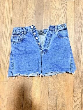 Versace Jeans Couture Button Fly Denim Mini Shorts Raw Hem Y2K Size 28